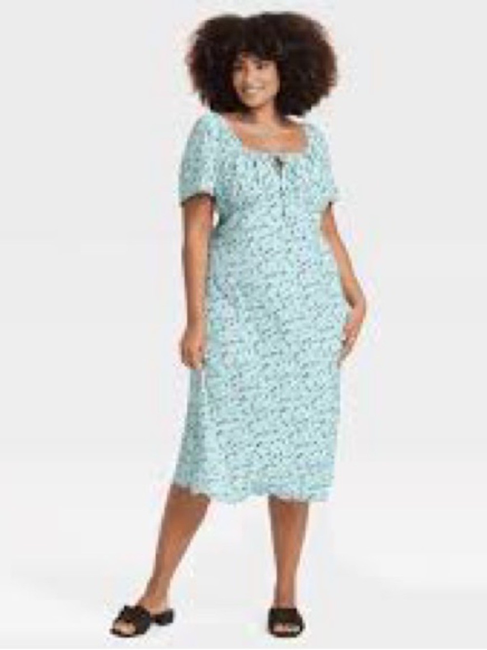 NWT A new day Blue and Green Floral Midi Dress
